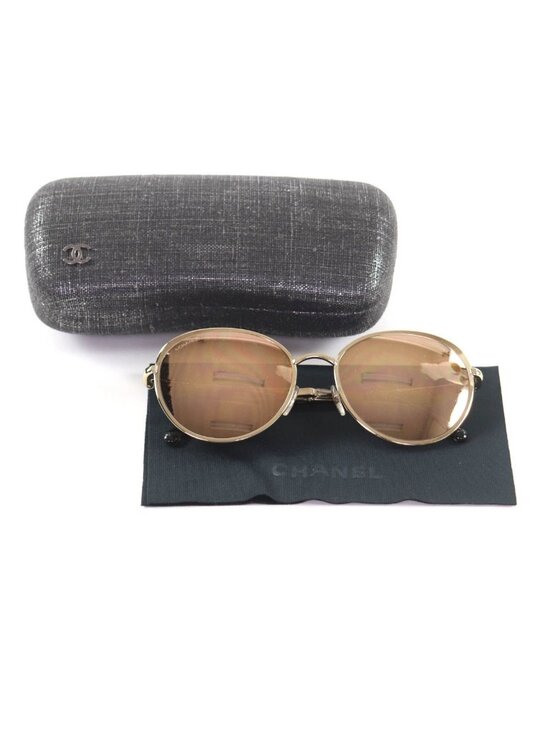 Chanel CC Logo Boston Mirror Lens Sunglasses Gold Marble 55 18 140 main image 10